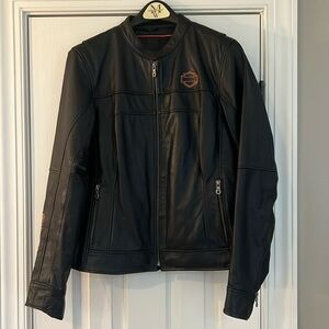 Harley Davidson Women’s leather motorcycle jacket.